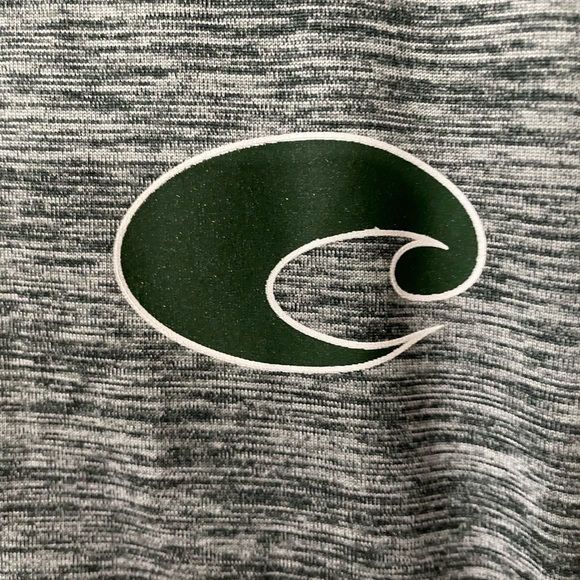 🎈3/$20 Costa Men's Heather Gray Long Sleeve Tee with Green Logo - Picture 5 of 6